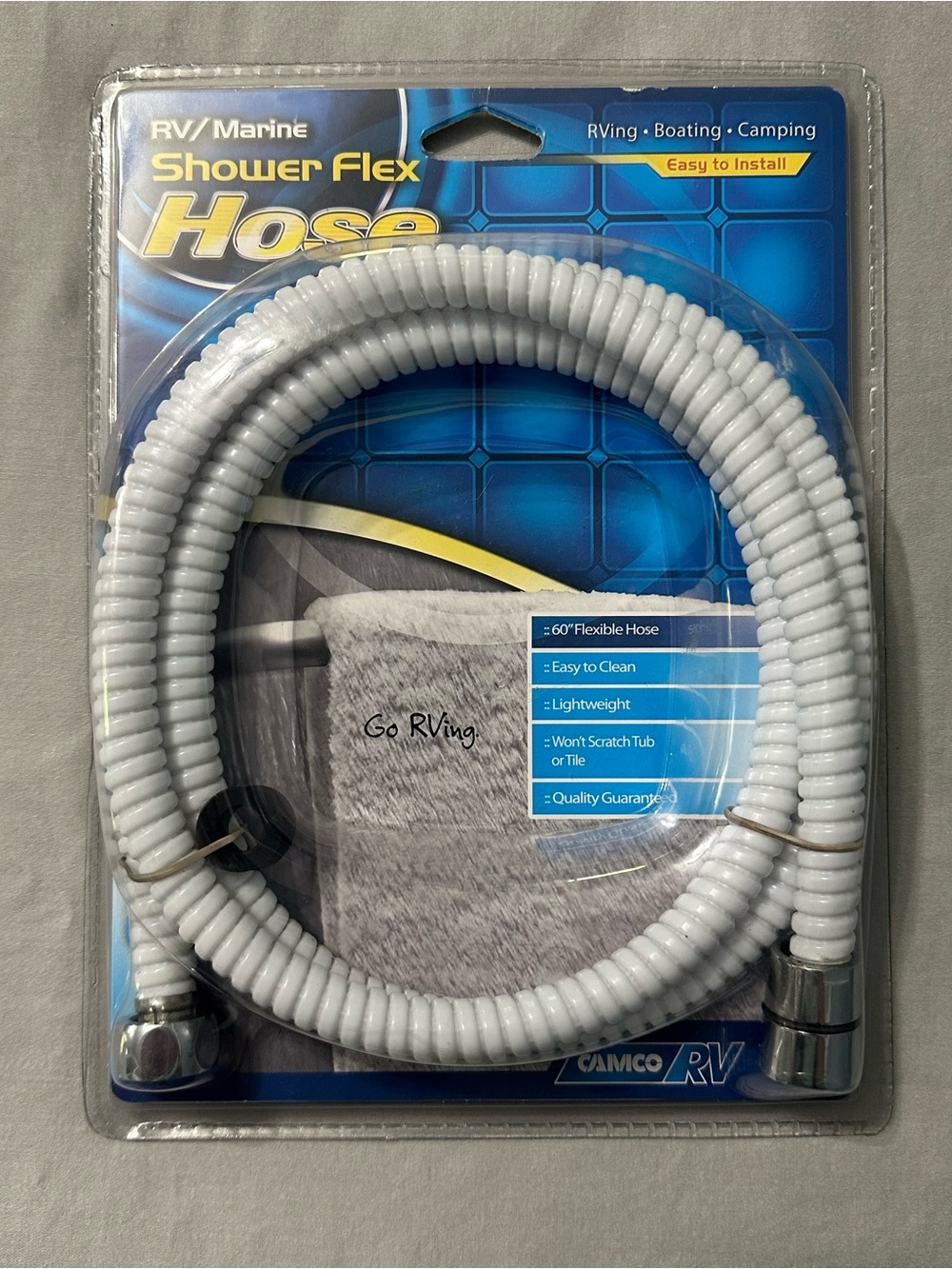 Camco 43717 RV Marine Shower Flex Hose 60" Flexible Replacement White - NEW